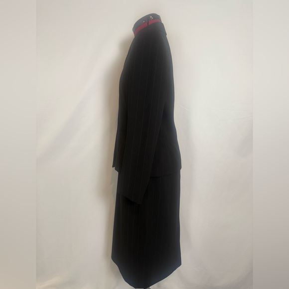 Le Suit Skirt Suit Woman's Size 6 Black Pinstriped 2-Piece Set Blazer & Skirt - Picture 3 of 15